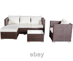 5-Seater Canonbury Rattan Sofa Set, Brown Garden Furniture Patio Outdoor Sofa C4