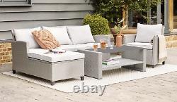 5 Seater Garden Furniture Chaise Lounge Set, Grey Cushion FEW SETS LEFT
