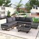 5-seater Luxury Rattan Garden Furniture Set Grey Patio Outdoor Corner Sofa Set