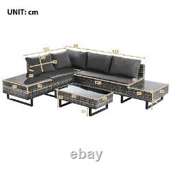 5-Seater Luxury Rattan Garden Furniture Set Grey Patio Outdoor Corner Sofa Set