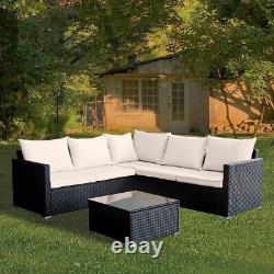 5 Seater Rattan Furniture Set Lounge Corner Sofa Table with Cushions Cover Garden