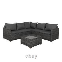 5-Seater Rattan Garden Furniture Set Lounge Corner Sofa Table with Cushions Cover