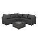 5-seater Rattan Garden Furniture Set Lounge Corner Sofa Table With Cushions Cover