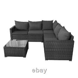 5-Seater Rattan Garden Furniture Set Lounge Corner Sofa Table with Cushions Cover