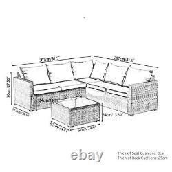 5-Seater Rattan Garden Furniture Set Lounge Corner Sofa Table with Cushions Cover