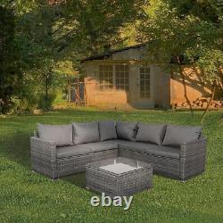 5-Seater Rattan Garden Furniture Set Lounge Corner Sofa Table with Cushions Cover