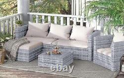 5 Seater Rattan Lounge Sofa Set Garden Furniture Patio Corner Outdoor Unit