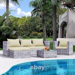 5 Seater Rattan Lounge Sofa Set Garden Furniture Patio Corner Outdoor Unit