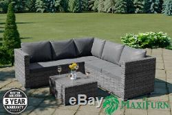 5 Seater Rattan Outdoor Corner Sofa Coffee Table Set Patio Garden Furniture New