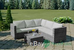 5 Seater Rattan Outdoor Corner Sofa Coffee Table Set Patio Garden Furniture New