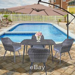 5PC Patio Rattan Wicker Table Chairs Sofa Dining Garden Set Furniture Outdoor