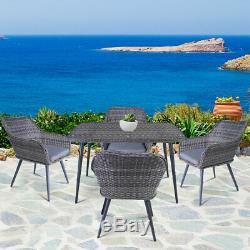 5PC Patio Rattan Wicker Table Chairs Sofa Dining Garden Set Furniture Outdoor