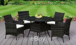 5PC Rattan Dining Set Outdoor Garden Patio Furniture 4 Chairs & Round Table