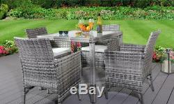 5PC Rattan Dining Set Outdoor Garden Patio Furniture 4 Chairs & Square Table
