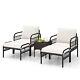 5pcs Outdoor Wicker Woven Chair Set Garden Furniture Set With Table & Ottomans