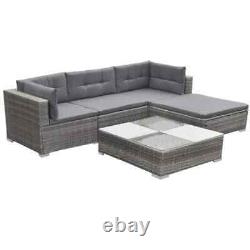 5pcs Patio Garden Furniture Rattan Corner Sofa Coffee Table Cushion Set 3 color