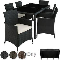6+1 Rattan Garden Furniture Set 6 Chairs + Table Dining Set Outdoor Wicker