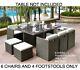 6 Garden Furniture Dining Chairs And 4 Footstool Only Golden Brown Pe Rattan New