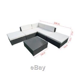 6 PCS Rattan Garden Furniture Set Patio Corner Sofa Set PE Wicker Steel Out