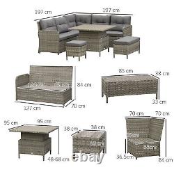 6 PCs Patio PE Rattan Garden Furniture Sectional Conversation Corner Sofa