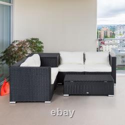 6 PCs Rattan Furniture Sofa Set Side Table Garden Patio Conversation With Cushion