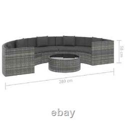 6 Piece Garden Lounge Set with Cushions Poly Rattan Corner Sofa Furniture Set