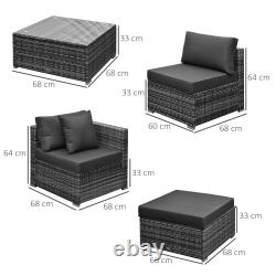 6 Pieces Rattan Furniture Set Patio Garden Sofa Chair Table Wicker