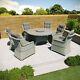 6 Seater Grey Round Rattan Garden Dining Set With Table And Chairs Aspen