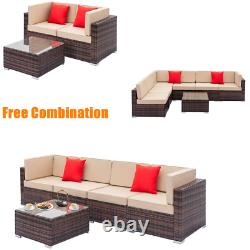 6 Seater Rattan Corner Sofa Set Coffee Table Chairs Outdoor Garden Furniture