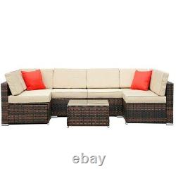 6 Seater Rattan Corner Sofa Set Coffee Table Chairs Outdoor Garden Furniture