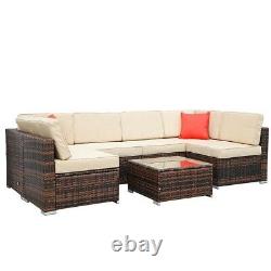 6 Seater Rattan Corner Sofa Set Coffee Table Chairs Outdoor Garden Furniture