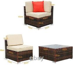 6 Seater Rattan Corner Sofa Set Coffee Table Chairs Outdoor Garden Furniture