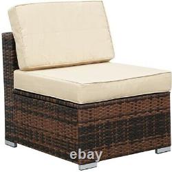 6 Seater Rattan Corner Sofa Set Coffee Table Chairs Outdoor Garden Furniture