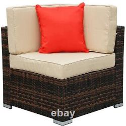 6 Seater Rattan Corner Sofa Set Coffee Table Chairs Outdoor Garden Furniture