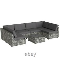 6 Seater Rattan Garden Corner Sofa Table & Chair Furniture Set Outdoors Lounge