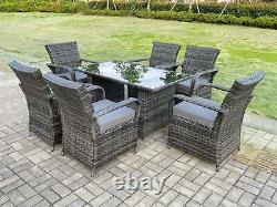 6 Seater Rattan Garden Furniture Dining Set Table And Chair Wicker Patio Outdoor