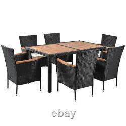 6 Seater Rattan Garden Furniture Set Dining Table Chair Set Cushions Outdoor