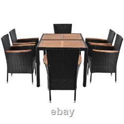 6 Seater Rattan Garden Furniture Set Dining Table Chairs Set Cushions Outdoor