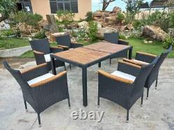 6 Seater Rattan Garden Furniture Set Dining Table Chairs Set Cushions Outdoor