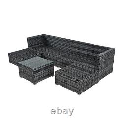 6 Seater Rattan Garden Furniture Set Sofa with Coffee Table Stool Patio Outdoor