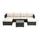 6 Seater Rattan Garden Furniture Set Sofa With Coffee Table Stool Patio Poolside