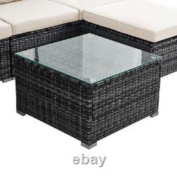 6 Seater Rattan Garden Furniture Set Sofa with Coffee Table Stool Patio Poolside