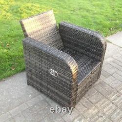 6 Seater Rattan Sofa Set Reclining Chair Footstool Outdoor Garden Furniture Grey