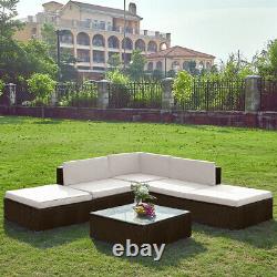 6 Seaters Rattan Corner Sofa Furniture with Cushion Table Wicker Garden Patio
