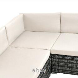 6 Seaters Rattan Corner Sofa Furniture with Cushion Table Wicker Garden Patio