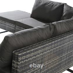 6-seater Rattan Garden Furniture Sofa Set Patio Outdoor Corner Lounge L-shape