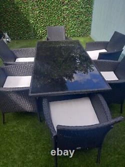 6 seater black rattan garden furniture set