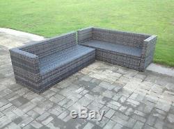 6 seater grey rattan corner sofa 2 table outdoor garden furniture set cushions