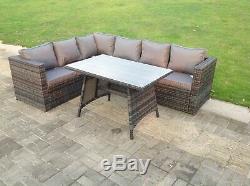 6 seater rattan corner sofa dining set conservatory outdoor garden furniture