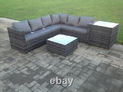 6 seater rattan corner sofa set table outdoor garden furniture with extra table